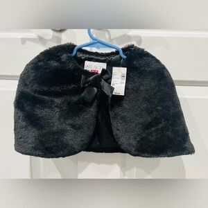 Children’s Place Girls Faux Fur Tie Black Shawl